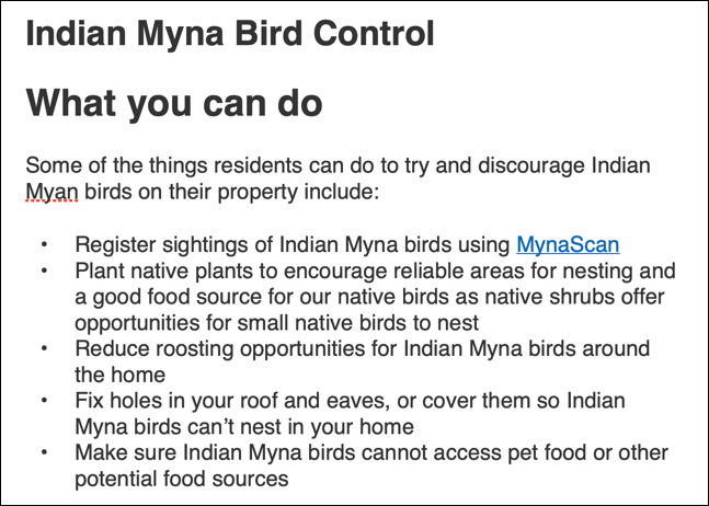 Myna bird screenshot